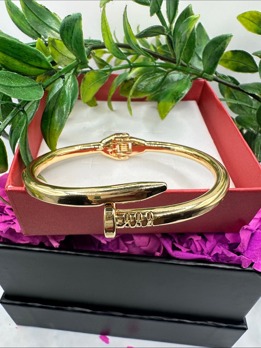 Gold Nail-Style Cuff Bracelet - Women Jewelry